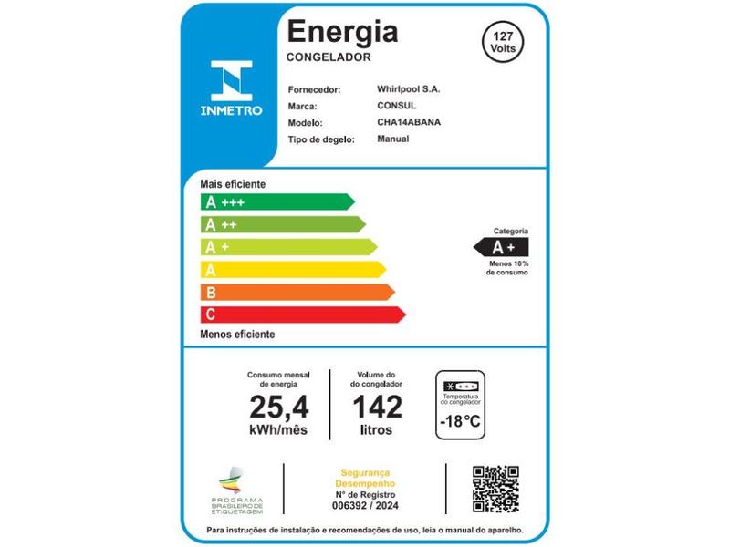 Freezer Horizontal Consul 1 Porta 142L CHA14AB CHA14ABBNA